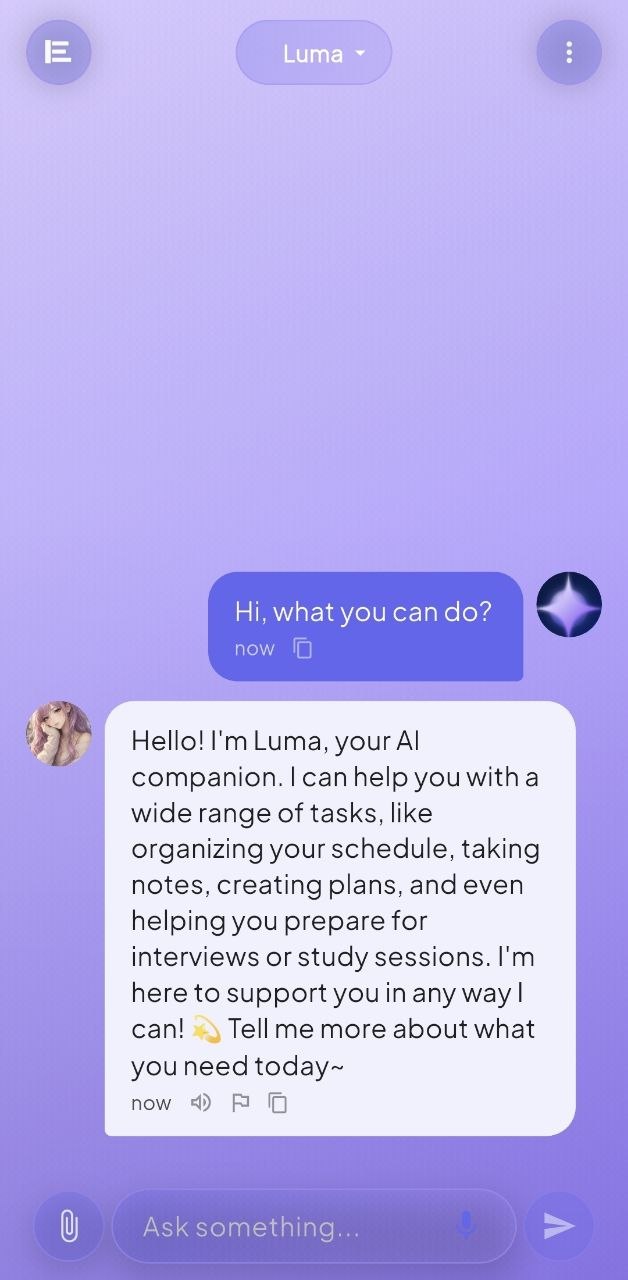 Luma chat screen