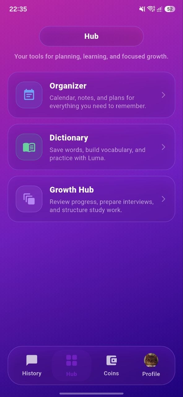 Growth Hub workspace with weekly review